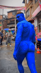 Sexy muscular male mystique x-men cosplay.